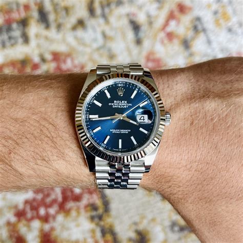 rolex datejust bleu hands|rolex datejust blue dial price.